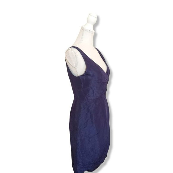 J. Crew Dresses & Skirts - 𝅺J.CREW Blue Silk Taffeta V-neck Sleeveless Delores Drop Back Cocktail Dress